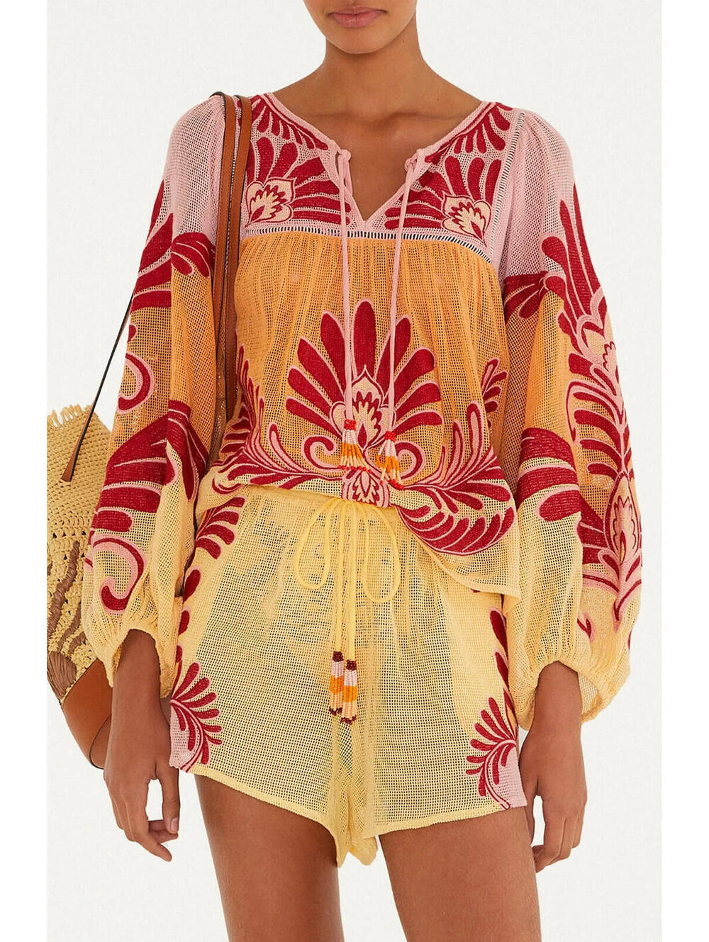 NEW,  FARM RIO Arabesc Cover-Up Shirt in Soft Yellow Sz XL #T3904